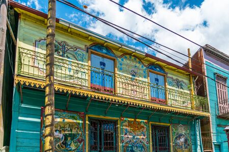 Detail of one of the famous coloured houses, La Boca, Buenos Aires, Argentina - January 22th 2019のeditorial素材