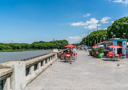 Locals and tourists having lunch at the boulevard of the avenue de los Italianos, Buenos Aires, Argentina - January 21th 2019のeditorial素材