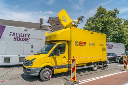 Nijmegen, The Netherlands 19th July 2018 - Uplink sattelite wagon just outside the Via Gladiola in Nijmegenのeditorial素材