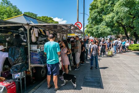 Buenos Aires, Argentina - January 20th 2019, Locals shopping for cheaper food at the traveling...
