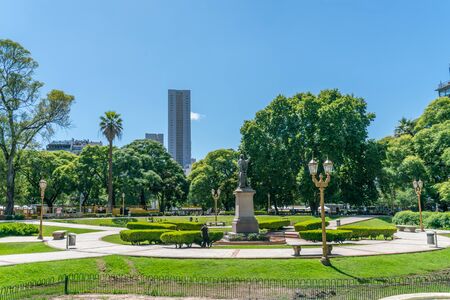 Buenos Aires, Argentina - January 20th 2019, Overview of Plaza Libertad  a small park in the center...