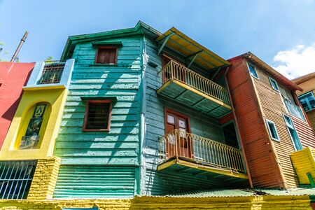 Detail of one of the famous coloured houses, La Boca, Buenos Aires, Argentina - January 22th 2019のeditorial素材