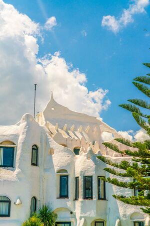 Detail of the famous Casapueblo, the Whitewashed cement and stucco buildings near the town of Punta Del Este, Uruguay, January 28th 2019のeditorial素材