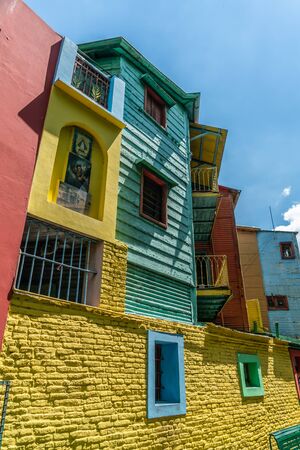 Detail of one of the famous coloured houses, La Boca, Buenos Aires, Argentina - January 22th 2019のeditorial素材