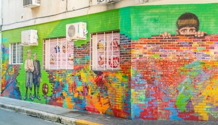 Artisticly painted wall in Recoleta, Buenos Aires, Argentina - January 23th 2019のeditorial素材