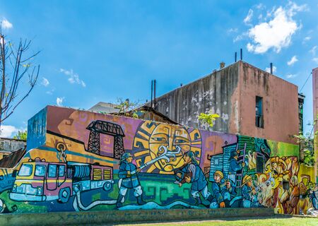 Big wall painting for supporting the local fire men, La Boca, Buenos Aires, Argentina - January 22th 2019のeditorial素材