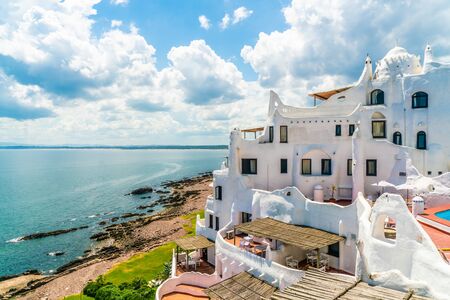 View from the famous Casapueblo, the Whitewashed cement and stucco buildings near the town of Punta Del Este, Uruguay, January 28th 2019のeditorial素材