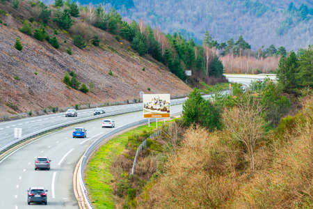 Highway A89, Uzerche France 2nd January 2020 - Cars on the higway from Bordeaux to Lyon in wintertimeのeditorial素材