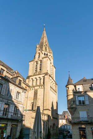 Brive-la-Gaillarde, France 30th December 2019 - CollÃ©giale Saint-Martin (Collegiate Church of Saint-Martin) in the center of Brive ion wintertimeのeditorial素材