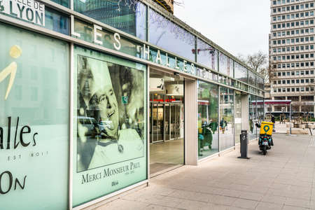 Lyon, France 3rd January 2020 - Entrance of the Food court Les Halles de Lyon Paul Bocuse (The Halls of Paul Bocuse) The famous food court in Lyonのeditorial素材