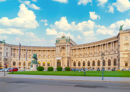 Vienna, Austria - june 23th 2020 - exterior of the national library with tourist visiting on a nice warm summerday during Corona timeのeditorial素材