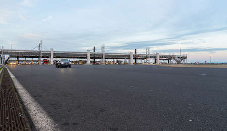 Highway A89, Clermont-Ferrand, France 2nd January 2020 - Cars entering and leaving the Toll road at Clermont-Ferrandのeditorial素材