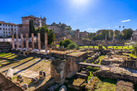 Rome, Italy, November 8, 2023 - Part of the Roman Forum in Romeの写真素材