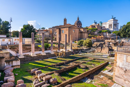Rome, Italy, November 8, 2023 - Part of the Roman Forum in Romeの写真素材