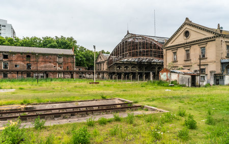 abandoned Railway station at the edge of the town of Montevideo in Uruguayの写真素材