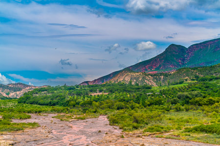 Colorfull mountains at the Parque Nacional Los Cardones (National Park) in the Salta Provence , Argentinaの写真素材