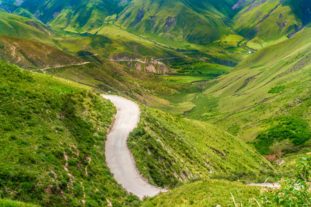 deserted route 40 through Colorful mountains at the Parque Nacional Los Cardones (National Park) in the Salta Provence , Argentinaの写真素材