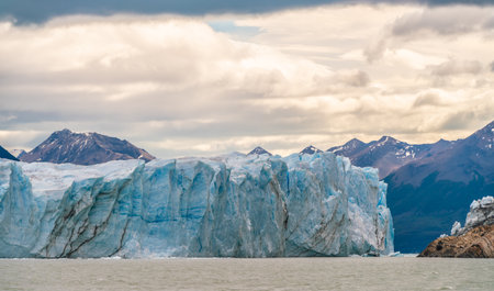 Edge of the Perito Moreno Glacier in the national Glacier park near Calafate in Argentinaの写真素材