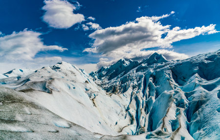 Top detail of the Perito Moreno Glacier in the national Glacier park near Calafate in Argentinaの写真素材