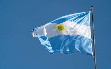Argentinan flag in the windの写真素材