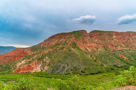Colorfull mountains at the Parque Nacional Los Cardones (National Park) in the Salta Provence , Argentinaの写真素材
