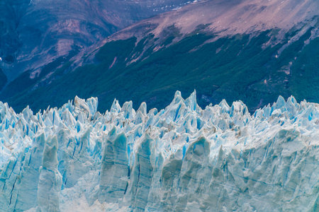 Top detail of the Perito Moreno Glacier in the national Glacier park near Calafate in Argentinaの写真素材
