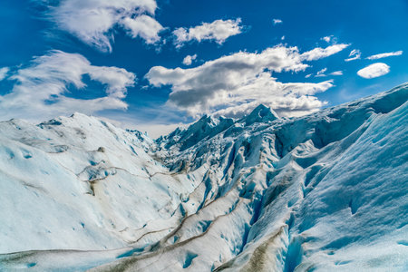 Top detail of the Perito Moreno Glacier in the national Glacier park near Calafate in Argentina