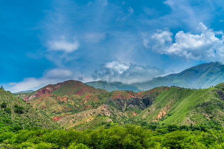 Colorfull mountains at the Parque Nacional Los Cardones (National Park) in the Salta Provence , Argentinaの写真素材