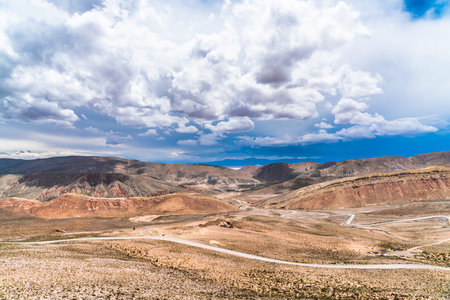 deserted route 40 through Colorful mountains at the Parque Nacional Los Cardones (National Park) in the Salta Provence , Argentinaの写真素材