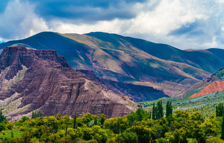 Colorfull mountains at the Parque Nacional Los Cardones (National Park) in the Salta Provence , Argentinaの写真素材