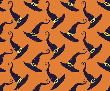 Seamless halloween of hat backgrounds. Vector hand-drawn illustration. Seamless pattern of Halloween  hatのイラスト素材