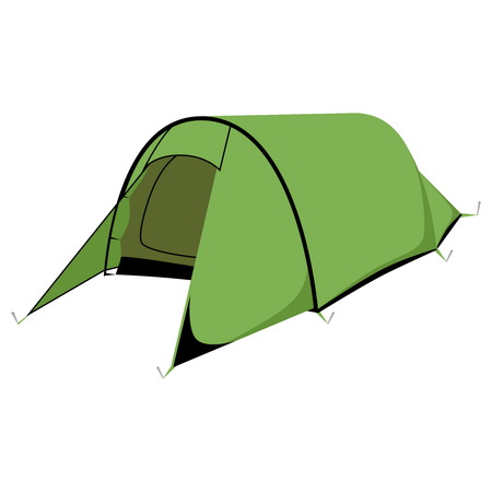 Green camping tent. Isometric 3d Green Camping tent. design. Tents vector illustrationのイラスト素材