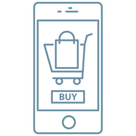 Mobile payment illustration. Hand holds smartphone with online banking and touch pay button.のイラスト素材