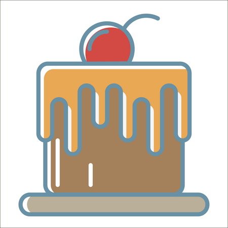 Cake icon. Thin line vector cake peefect for web and mobile applications, can be used as logo,...
