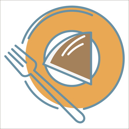 Cake on plate icon. Thin line vector cake on plate peefect for web and mobile applications, can be used as logo, pictogram, icon, infographic element. Vector Illustration.のイラスト素材