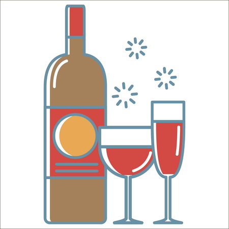 Wine line icon. Thin line vector Wine line icon peefect for web and mobile applications, can be used as logo, pictogram, icon, infographic element. Vector Illustration.のイラスト素材