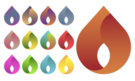 Water drop logo design vector template set. Multicolor water drop logoのイラスト素材