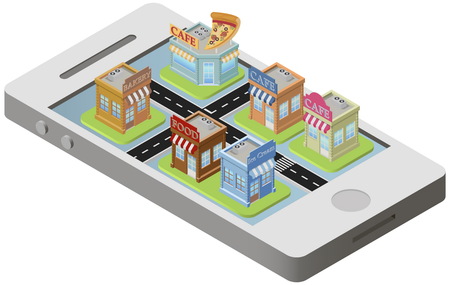 City plan isometric on smartphoneのイラスト素材