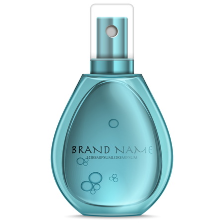 Turquoise realistic parfume bottleのイラスト素材