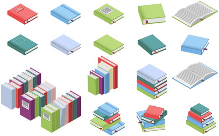 Isometric books setのイラスト素材