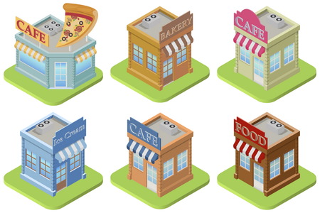 Set of isometric buildingsのイラスト素材