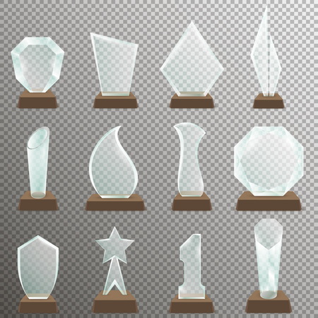 Set of Glass transparent trophy awardsのイラスト素材