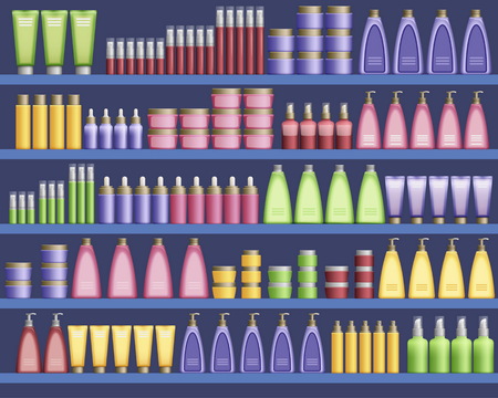 Cosmetic supplies in the supermarketのイラスト素材