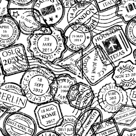 Postal stamps patternのイラスト素材