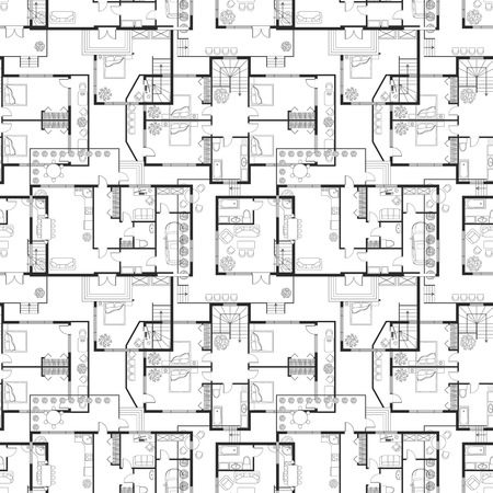 Seamless pattern of architectural plansのイラスト素材