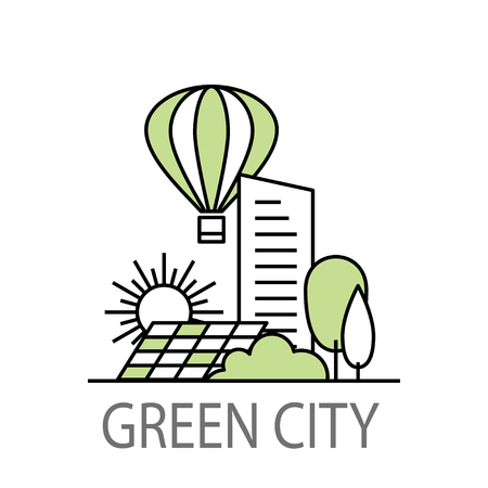 Green city banner vector illustration.のイラスト素材