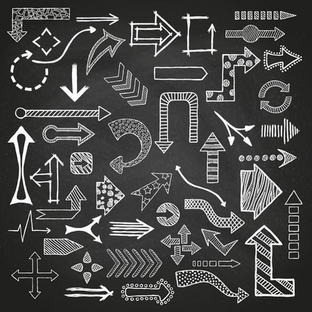 Doodle arrows collection isolated on plain backgroundのイラスト素材