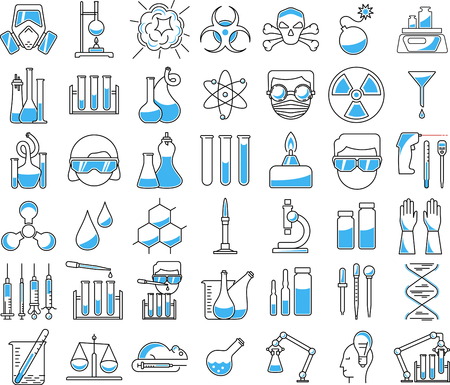 A chemistry icons in linear style isolated on plain backgroundのイラスト素材