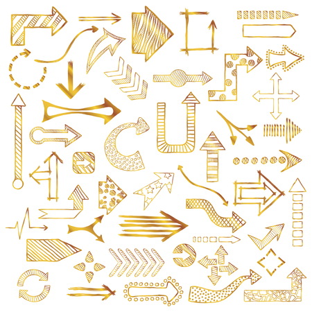 Doodle arrows collection vector illustration on plain backgroundのイラスト素材