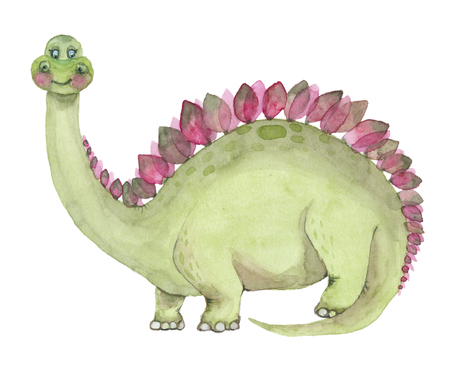 Watercolor dinosaurs stegosaurusの写真素材